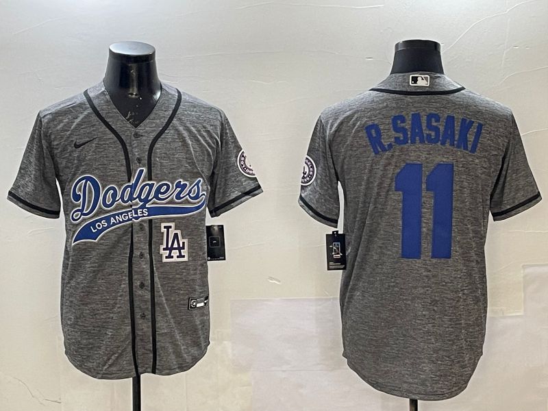 Men Los Angeles Dodgers 11 R.Sasaki Grey Joint Name 2025 Nike MLB Jersey style 6
